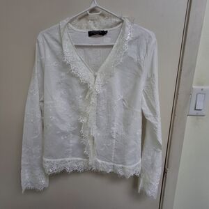 Passport Ivory Lace Accent Blouse